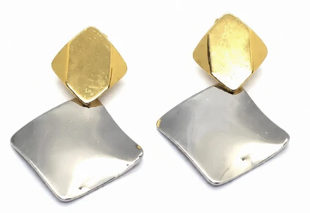 Aros de acero quirurgico rombos bicolor 44mm